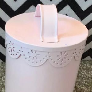 Decorative Pink Canister with Cute Scalloped Lid